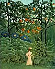 Exotic Canvas Paintings - Woman Walking in an Exotic Forest